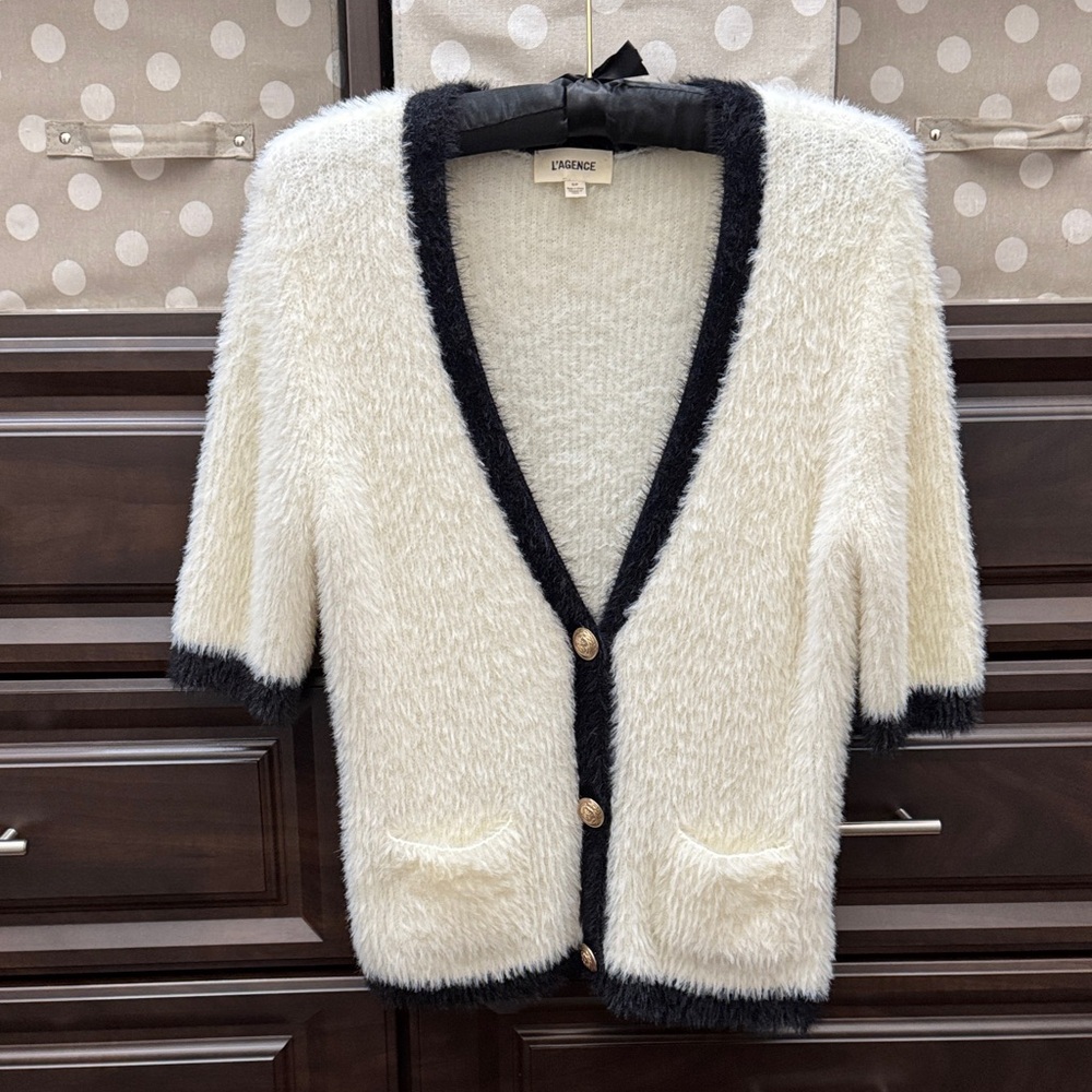 L’AGENCE ivory and Black Women's Cardigan